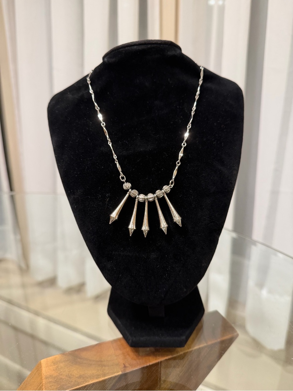 Vintage Silver Spike Pendant Necklace